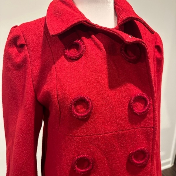 BB Dakota Red Pea Coat - Picture 3 of 8